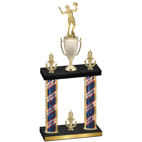 Double Flag USA Victory Volleyball Trophy