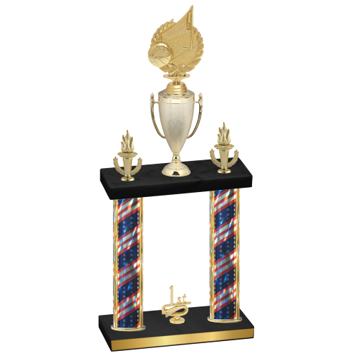 Double Flag USA First Place Volleyball Trophy