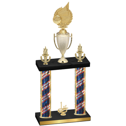 Double Flag USA First Place Volleyball Trophy