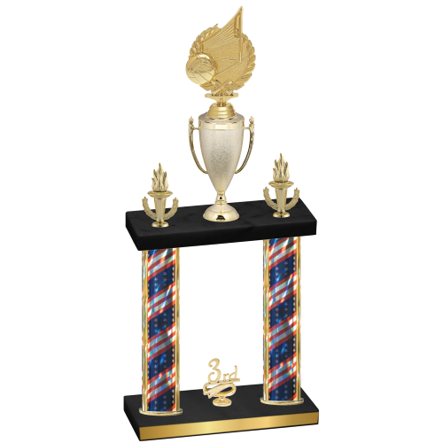 Double Flag USA Third Place Volleyball Trophy