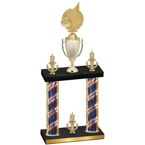Double Flag USA Victory Volleyball Trophy