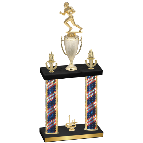 Double Flag USA First Place Football Trophy