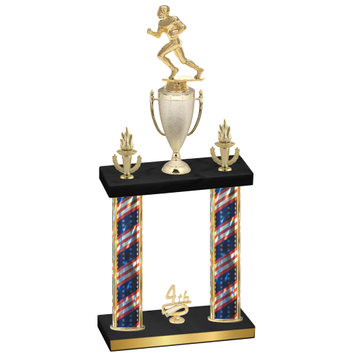 Double Flag USA Fourth Place Football Trophy