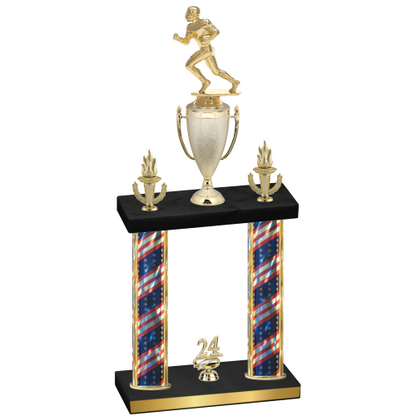 Double Flag USA Year Football Trophy