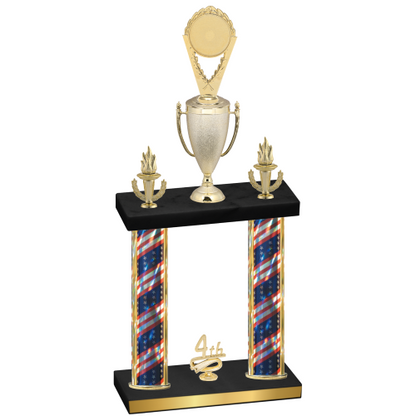 Double Flag USA Fourth Place Insert Trophy