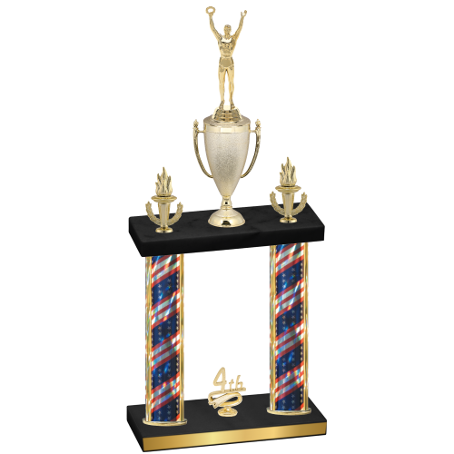 Double Flag USA Fourth Place Victory Trophy