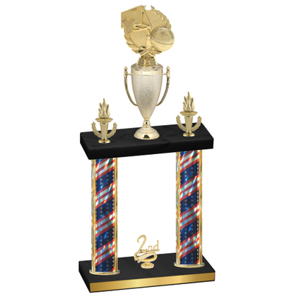 Double Flag USA Second Place Basketball Trophy