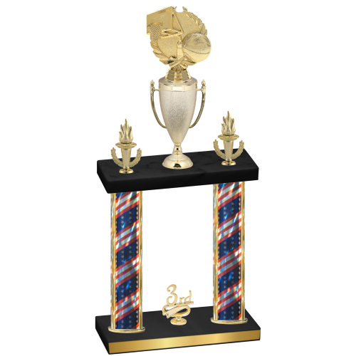 Double Flag USA Third Place Basketball Trophy