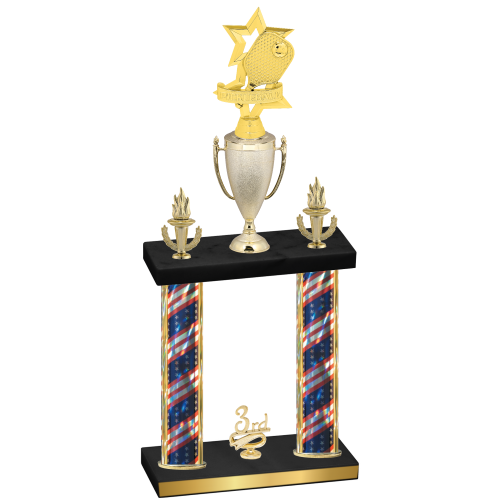 Double Flag USA Third Place Pickleball Trophy