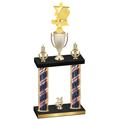 Double Flag USA Year Pickleball Trophy