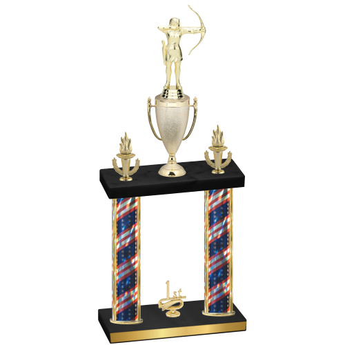 Double Flag USA First Place Archery Trophy