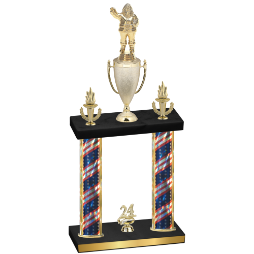 Double Flag USA Year Holiday Trophy