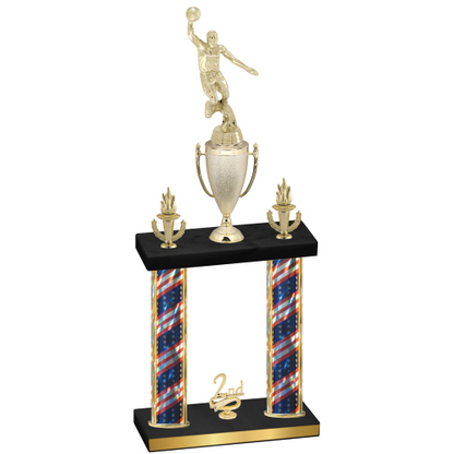 Double Flag USA Second Place Basketball Trophy