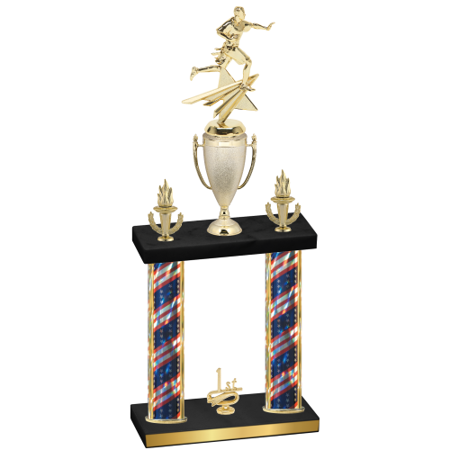 Double Flag USA First Place Flag Football Trophy