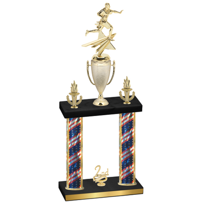 Double Flag USA Second Place Flag Football Trophy