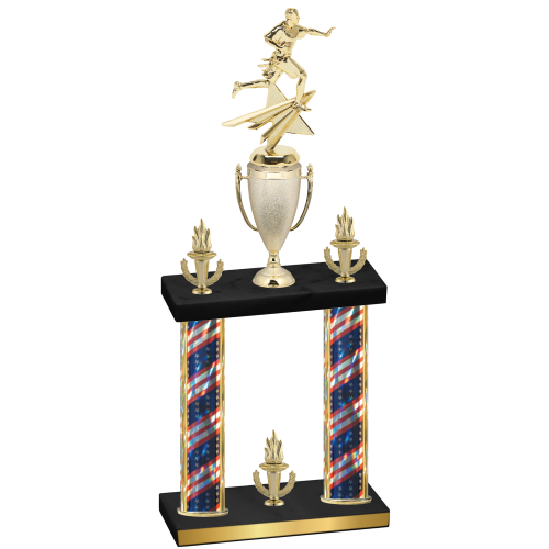 Double Flag USA Victory Flag Football Trophy