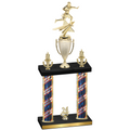 Double Flag USA Year Flag Football Trophy