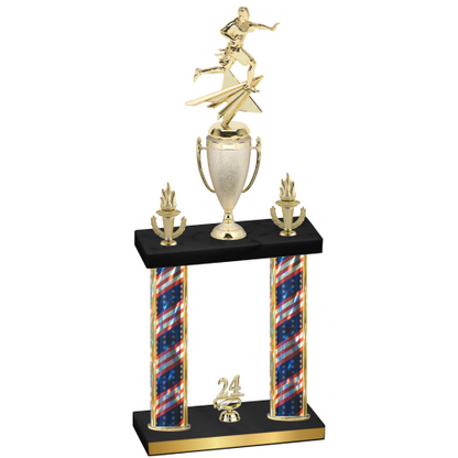 Double Flag USA Year Flag Football Trophy
