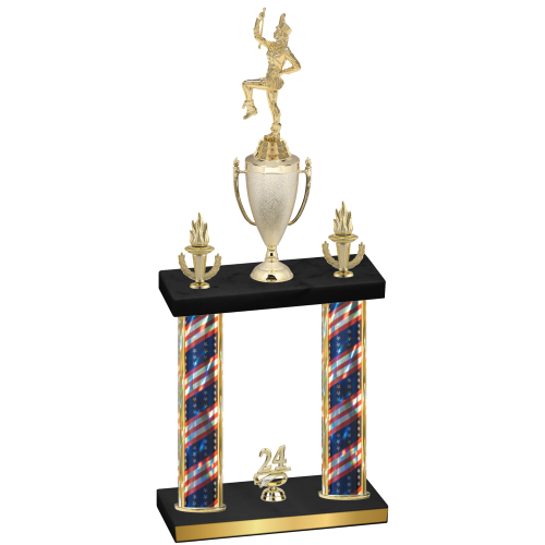 Double Flag USA Year Majorette Trophy