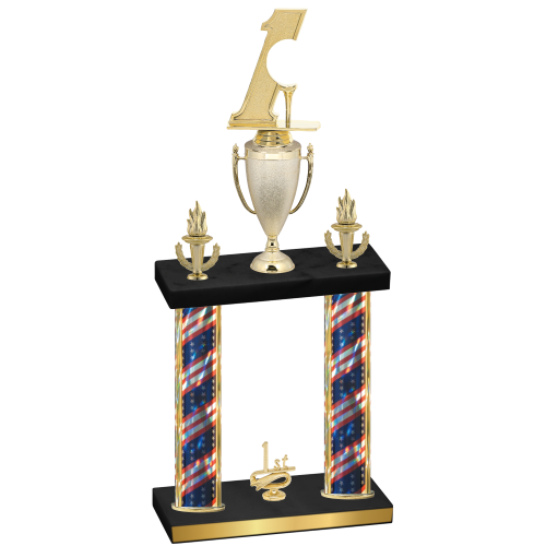 Double Flag USA First Place Golf Trophy