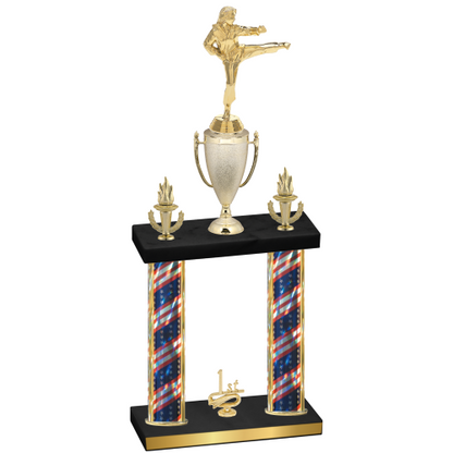 Double Flag USA First Place Karate Trophy