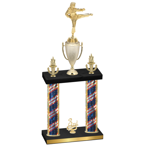 Double Flag USA Third Place Karate Trophy
