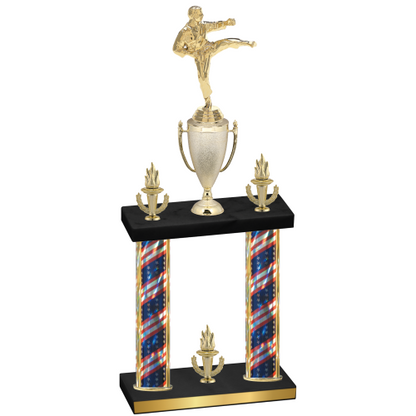 Double Flag USA Victory Karate Trophy