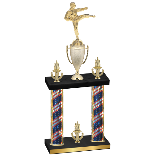 Double Flag USA Victory Karate Trophy