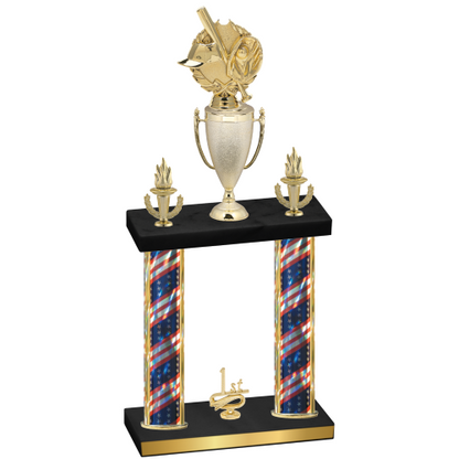 Double Flag USA First Place Baseball Trophy