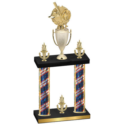 Double Flag USA Victory Baseball Trophy