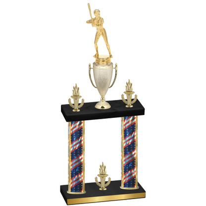 Double Flag USA Victory Softball Trophy