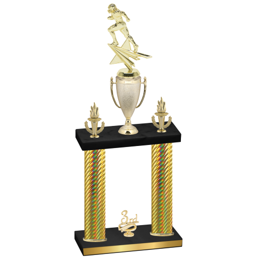 Double Gold Carbon Fiber Third Place Football Trophy