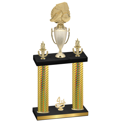 Double Gold Carbon Fiber Fourth Place Soccer Trophy