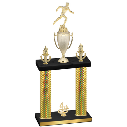 Double Gold Carbon Fiber Fourth Place Running Trophy
