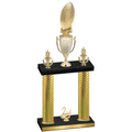 Double Gold Carbon Fiber Second Place Football Trophy