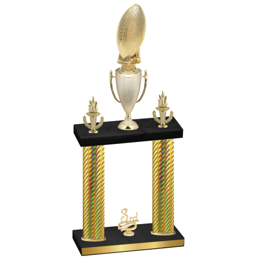Double Gold Carbon Fiber Third Place Football Trophy