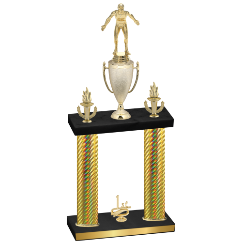 Double Gold Carbon Fiber First Place Wrestling Trophy