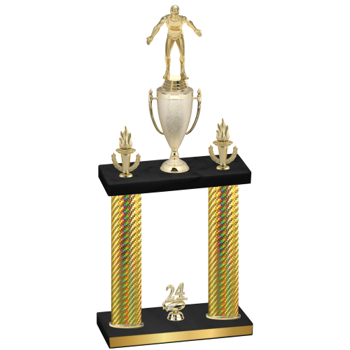 Double Gold Carbon Fiber Year Wrestling Trophy