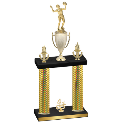 Double Gold Carbon Fiber Fourth Place Volleyball Trophy