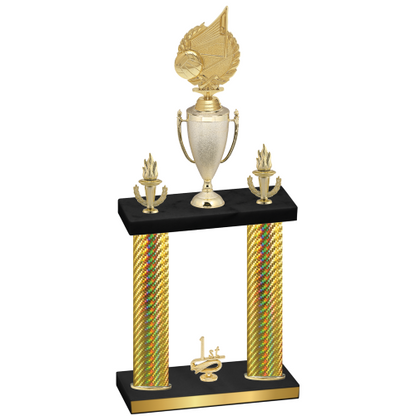 Double Gold Carbon Fiber First Place Volleyball Trophy