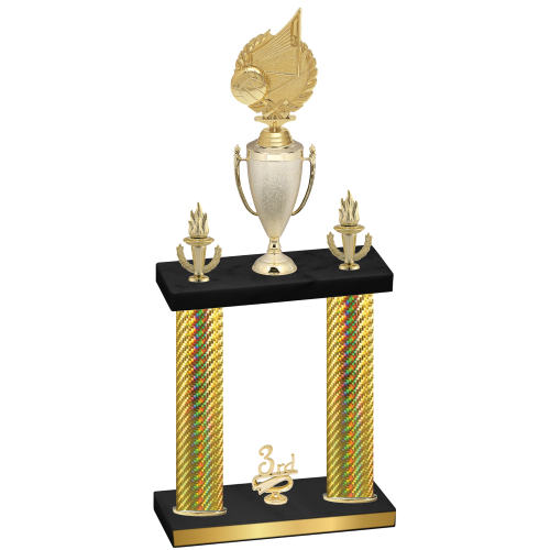 Double Gold Carbon Fiber Third Place Volleyball Trophy