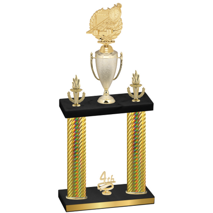 Double Gold Carbon Fiber Fourth Place Swimming Trophy