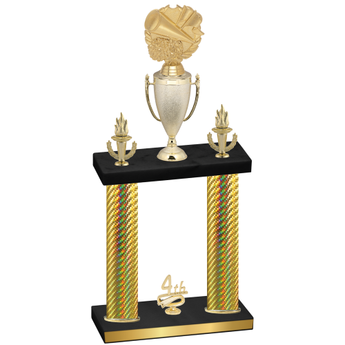 Double Gold Carbon Fiber Fourth Place Cheerleading Trophy