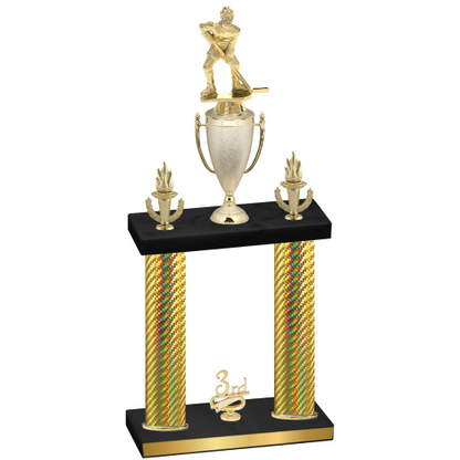 Double Gold Carbon Fiber Third Place Hockey Trophy