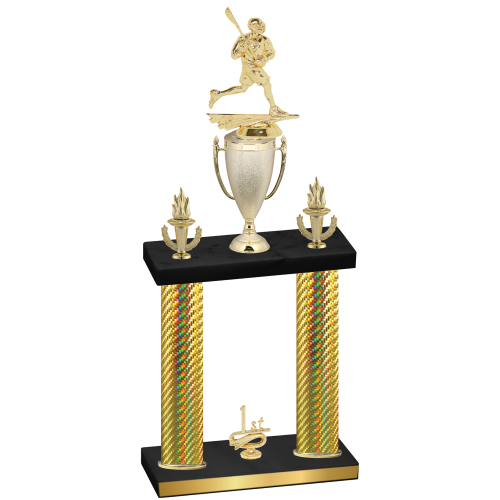 Double Gold Carbon Fiber First Place Lacrosse Trophy