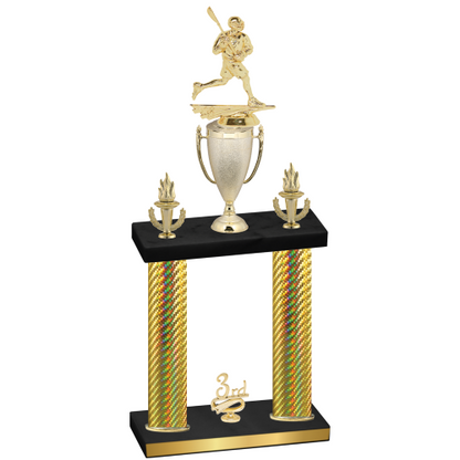 Double Gold Carbon Fiber Third Place Lacrosse Trophy