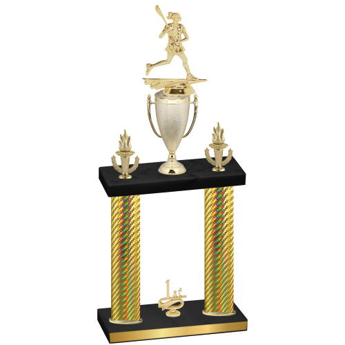 Double Gold Carbon Fiber First Place Lacrosse Trophy