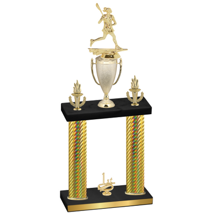 Double Gold Carbon Fiber First Place Lacrosse Trophy