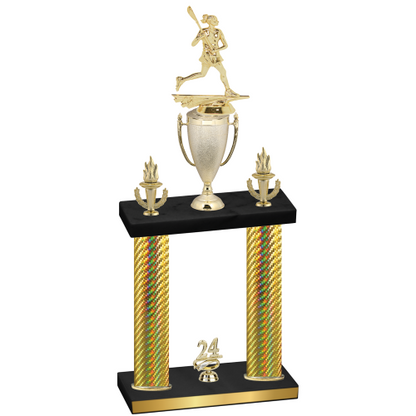 Double Gold Carbon Fiber Year Lacrosse Trophy