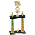 Double Gold Carbon Fiber Fourth Place Basketball Trophy